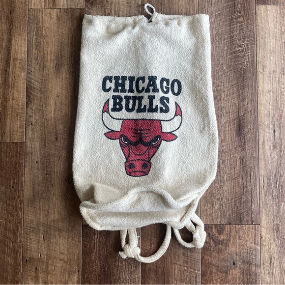 Vintage Chicago Bulls terry cloth drawstring backpack 22x14x10 - Picture 2 of 11